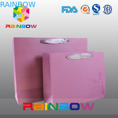 A parte inferior quadrada personalizou sacos de papel com o cordão para o presente/vestuário/compra