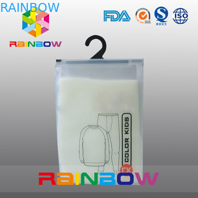 Malotes plásticos geados do PVC que empacotam o saco de suspensão com o Ziplock para o pano das crianças