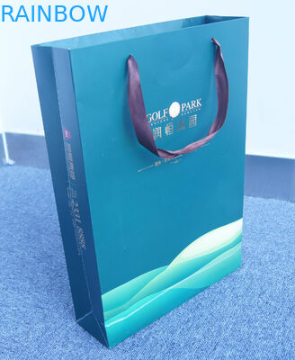 Sacos de compras feitos sob encomenda impressos do papel de embalagem de parte inferior lisa com cordão