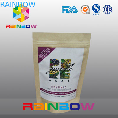 Saco personalizado impresso do empacotamento de alimento de Doypack do zíper dos sacos de papel