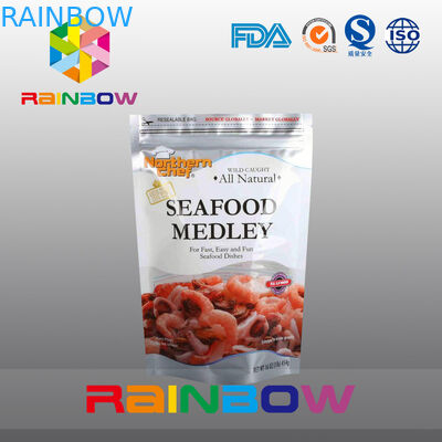 A impressão personalizada levanta-se o malote da folha do zíper que empacota para o marisco congelado