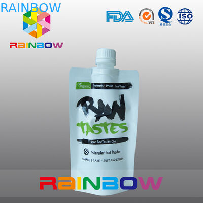 Branco levante-se o malote do bico que empacota para o doce cru/alimento líquido/bebendo