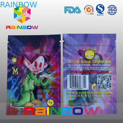 O Ziplock erval feito sob encomenda do incenso do logotipo M.G da impressão ensaca o saco do fumo da especiaria de 5g 4g