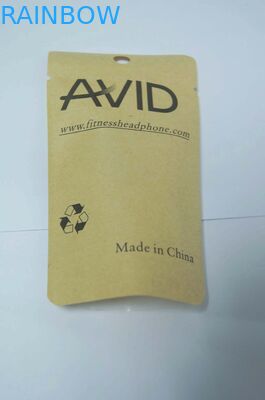 Malote de empacotamento dianteiro transparente da soldadura térmica do saco do papel de embalagem de Brown Com furo redondo pequeno do cair