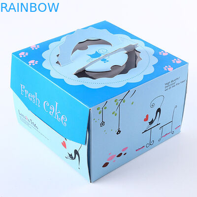 Empacotamento quadrado azul cor-de-rosa da caixa de papel de bolo de aniversário/caixa de presente personalizada