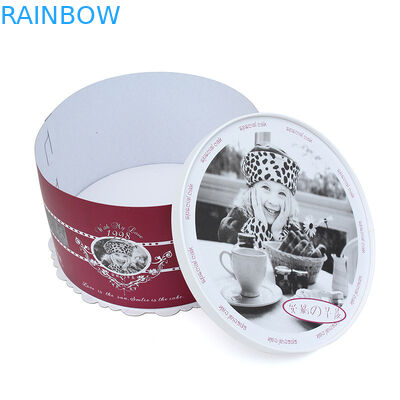 Caixa de bolo de empacotamento decorativa do aniversário das caixas do cartão redondo vermelho e branco