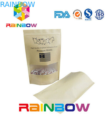 A parte inferior lisa Brown personalizou sacos de papel/saco de papel do ofício com zíper