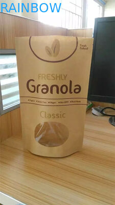 O costume impresso levanta-se o saco de papel de Kraft, saco do petisco que empacota com janela