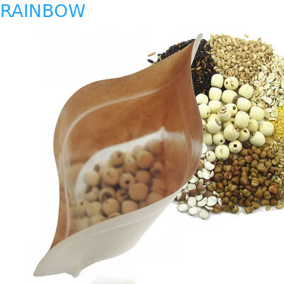 Saco de papel de Kraft do produto comestível com janela clara/saco de Mylay para o feijão, doces, pão, café