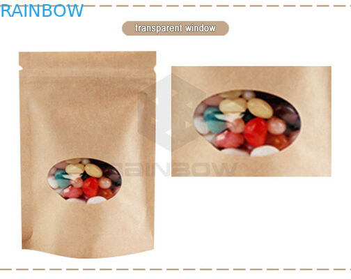 Ziplock levante-se o saco de papel de Kraft Brown do malote para o empacotamento seco dos doces da porca do fruto