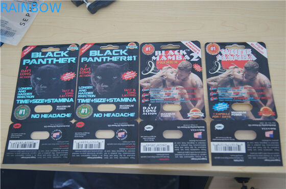 cartão da bolha da mamba preta 2 de mamba preta 1 de pantera preta que empacota o empacotamento sexual dos comprimidos