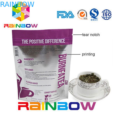 Malote Ziplock plástico de empacotamento da folha de alumínio do saco do chá Gusseted lateral do papel de embalagem do bloco de Doy