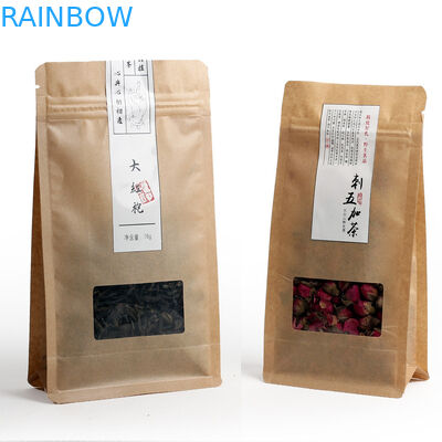 Umidade - saquinhos de chá laminados da parte inferior lisa da prova que empacotam com zíper e janela