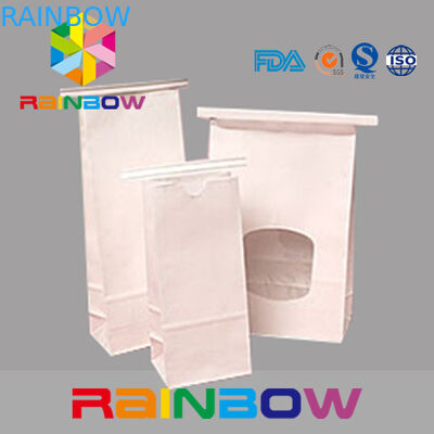 Sacos brancos da janela da parte inferior lisa de papel de embalagem Com laço da lata, empacotamento da semente de Chia