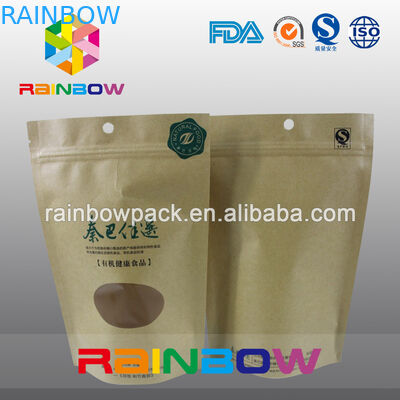 O papel de embalagem reciclável Doypack de 2oz Levanta-se sacos de café com janela