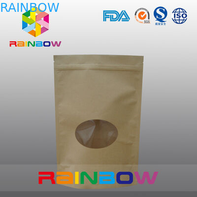 O papel de embalagem reciclável Doypack de 2oz Levanta-se sacos de café com janela