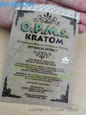 A folha de alumínio levanta-se o malote para o pó aumentado do kratom extraído do kratom