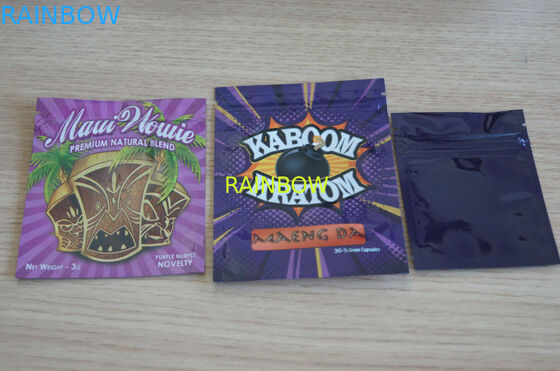 Saco lateral do zíper do selo do saco três ervais do incenso/saco erval feito sob encomenda do incenso para o saco do saquinho de 1g /2g /3g/4g/5g para o pó