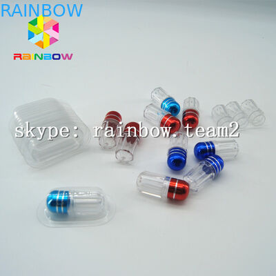 Garrafa plástica da medicina da cápsula clara, recipiente do comprimido do sexo com o tampão do ouro da folha de alumínio