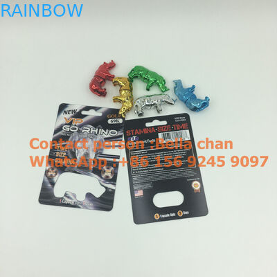 Shinny brinquedos para o rinoceronte Go que empacota, garrafas do rinoceronte do comprimido do sexo da prata/ouro da forma do rinoceronte do metal