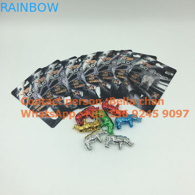 Shinny brinquedos para o rinoceronte Go que empacota, garrafas do rinoceronte do comprimido do sexo da prata/ouro da forma do rinoceronte do metal