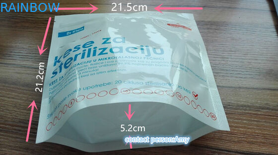 Levante-se o malote plástico aprovado FDA do steriliser da micro-ondas do zíper do saco da retorta do Steriliser do vapor da micro-ondas