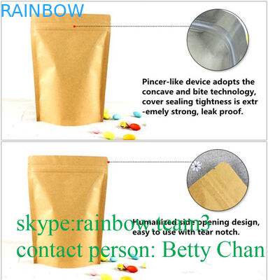 Os sacos de papel de Brown Kraft das promoções com janela/Doypack aquecem saquinhos de chá Sealable