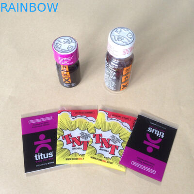 Etiquetas feito-à-medida da luva do psiquiatra do pvc para etiquetas de empacotamento da garrafa