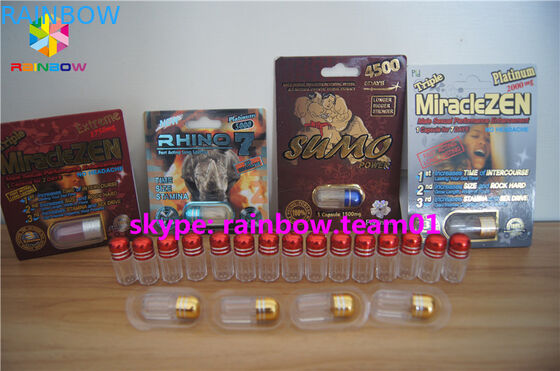 Garrafas de comprimido plásticas personalizadas da bala, garrafas plásticas da medicina com tampão do metal