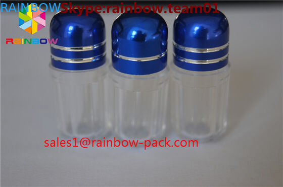 Garrafas vazias da medicina do sexo pequeno com o tampão da folha do aliminum, embalagem do escudo da bala