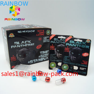 Os comprimidos do realce do sexo da caixa de exposição da mamba preta que empacotam o cartão 3D efetuam o comprimido do sexo