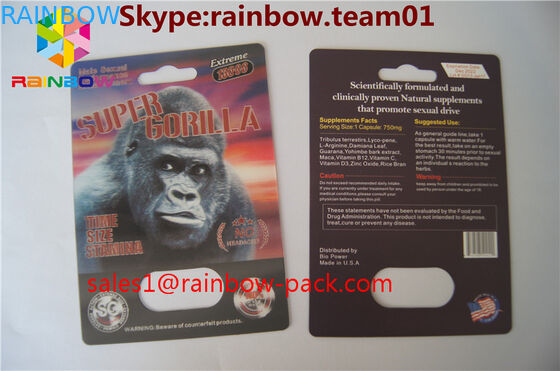 o costume lenticular do cartão do plástico 3D de FX 25000 do cartão da impressão 3D imprimiu o sexo do rinoceronte V7 3D que pillspackaging o cartão do comprimido do sexo 3D