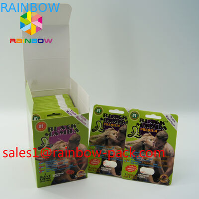 os comprimidos quentes do sexo da mamba preta 3D cards3d do cartão da impressão da venda 3D que empacotam o comprimido do sexo do cartão de papel 3D cardam caixas do comprimido do realce