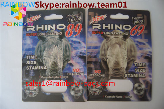 papel de empacotamento Ca da bolha do rinoceronte do cartão da impressão de /3D do cartão do cartão 3D do comprimido quente do sexo do efeito da mamba preta 3D do cartão da impressão da venda 3D