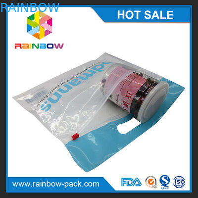 O saco ziplock do slider do PE com logotipo levanta-se sacos dianteiros claros do fechamento do fecho de correr do saco com parte dianteira ziplock impressa código do espaço livre do saco do upc