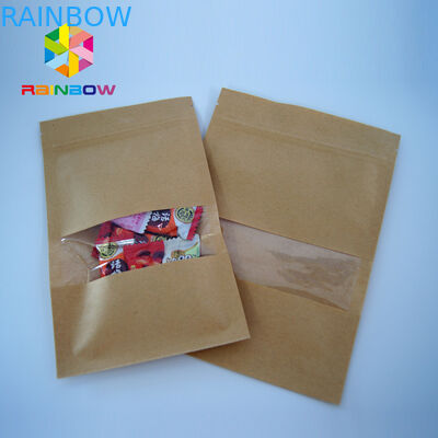 Os saquinhos de chá alinhados folha impressos personalizados que empacotam, Kraft levantam-se malotes com janela
