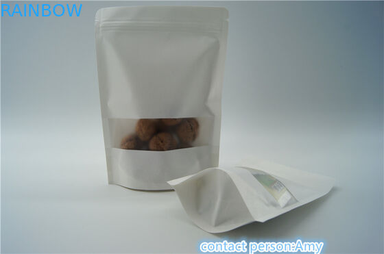 Empacotamento branco Ziplock do saco do petisco do papel de embalagem Favorável ao meio ambiente