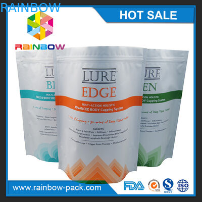 O resíduo metálico personalizou a impressão do logotipo levanta-se o malote Ziplock com reforço inferior