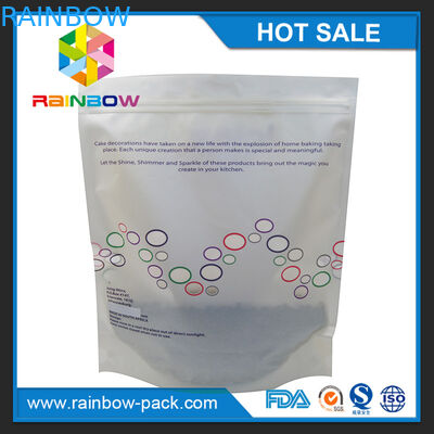 O resíduo metálico personalizou a impressão do logotipo levanta-se o malote Ziplock com reforço inferior