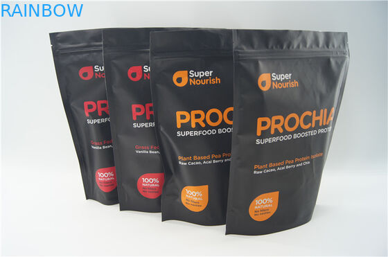 O produto comestível levanta-se o malote com o zíper para o empacotamento do pó da agitação