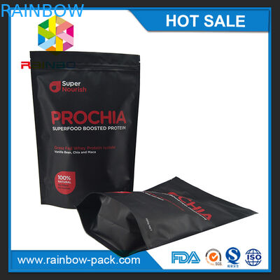 A amostra grátis levanta-se o ziplock para o pó da proteína do soro 750g que packaing com entalhe do rasgo