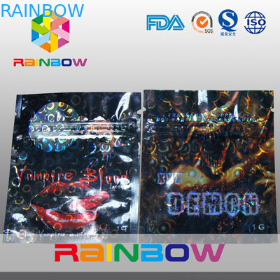 Mini sacos Ziplock laminados do incenso erval material do macaco com entalhes do rasgo