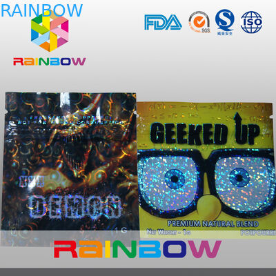 Mini sacos Ziplock laminados do incenso erval material do macaco com entalhes do rasgo