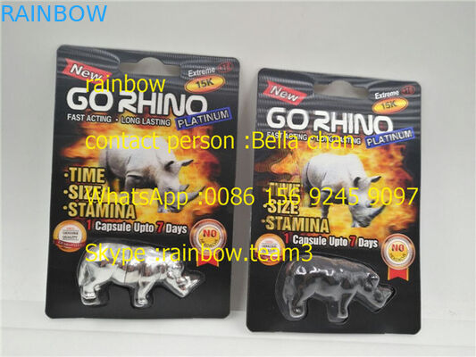 Rhino King EUA Embalagem de pílulas sexuais / Go Rhino Pill Case / Rhino 7 cartão 3D plástico