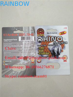 O 3D o mais novo imprimiu o rinoceronte plástico 25 do cartão da dobra do comprimido masculino do realce/empacotamento louco da bolha do rinoceronte 50k