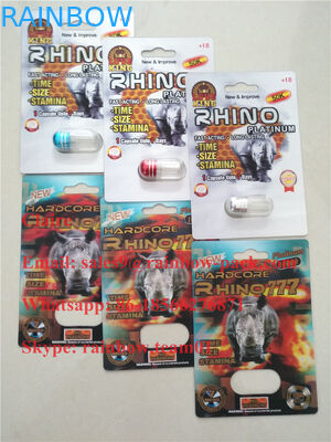 O 3D o mais novo imprimiu o rinoceronte plástico 25 do cartão da dobra do comprimido masculino do realce/empacotamento louco da bolha do rinoceronte 50k