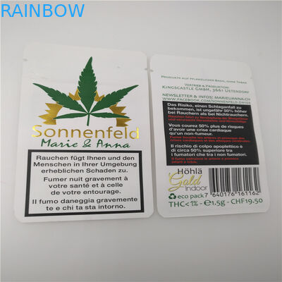 O branco de Hotstamped personalizou sacos de papel das folhas de CBD, papel de embalagem que empacota para as folhas do cigarro CBD