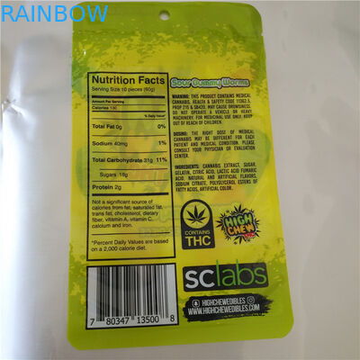 O caramelo de Cbd Thc semeia os sacos de plástico Sealable do calor, saquinho da folha de alumínio para Cbd gomoso