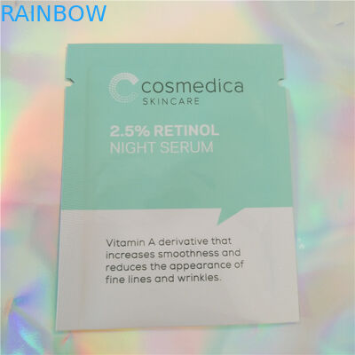 Cosméticos de empacotamento do saquinho da amostra do malote plástico da folha de alumínio, saquinho cosmético da amostra da selagem três lateral