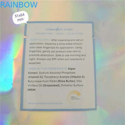 Cosméticos de empacotamento do saquinho da amostra do malote plástico da folha de alumínio, saquinho cosmético da amostra da selagem três lateral